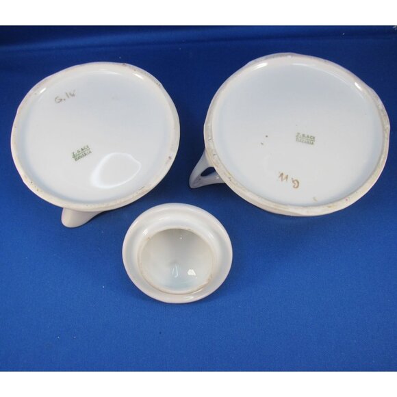Vintage 1940s Porcelain Creamer and Sugar Bowl Set Signed Z.S.C Bavaria - Picture 7 of 13